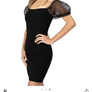 Black dress with puff sleeve